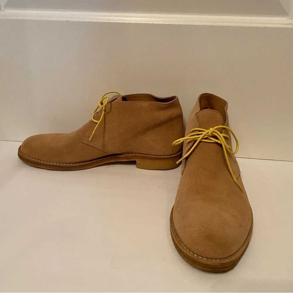 BOTTEGA VENETA SHOES LOW BOOTS TAN SUEDE LEATHER LACE UP ITALY SIZE 39.5 US 6.5